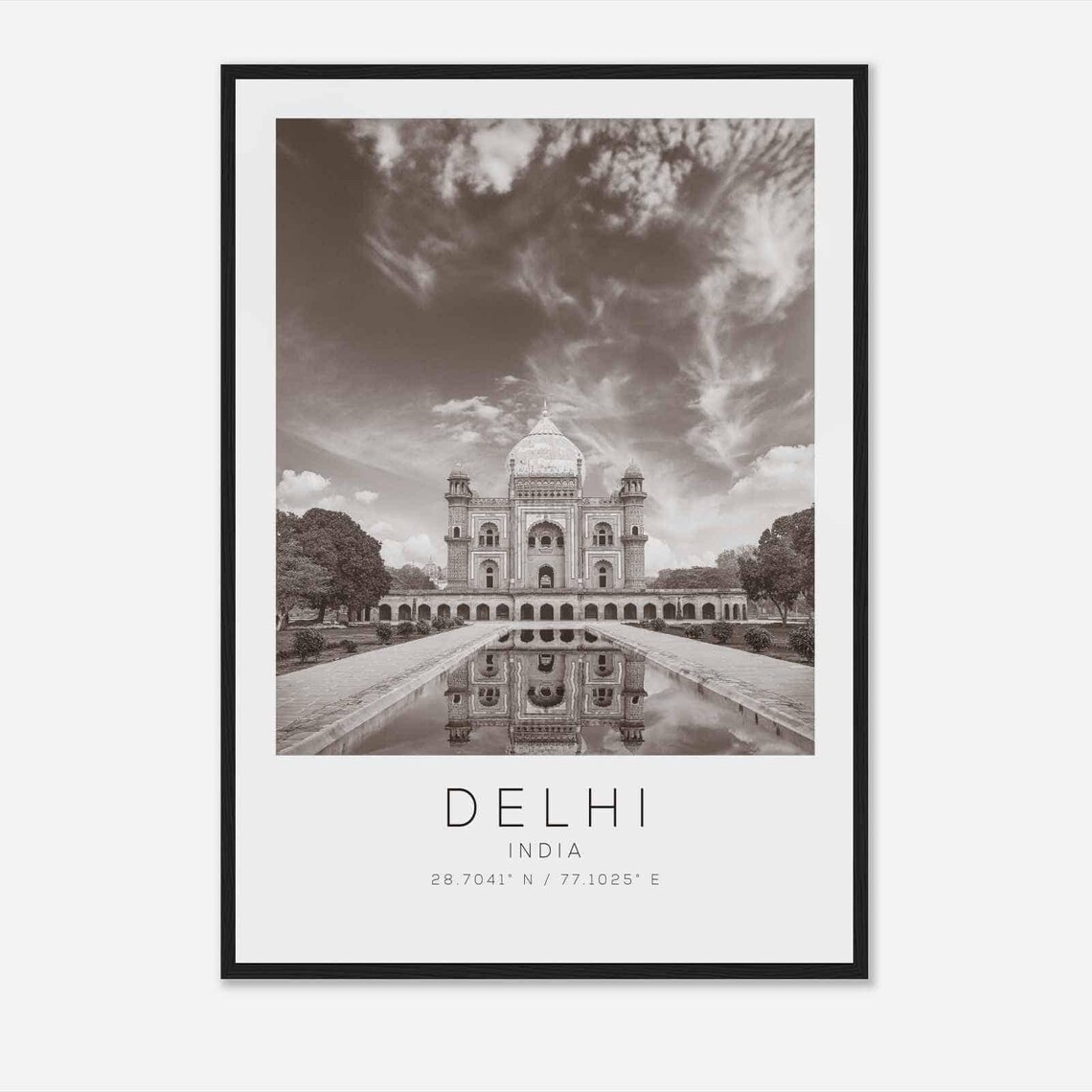 Delhi India Travel Photo Poster Bw Delhi Travel Print Minimalist Travel Poster Print