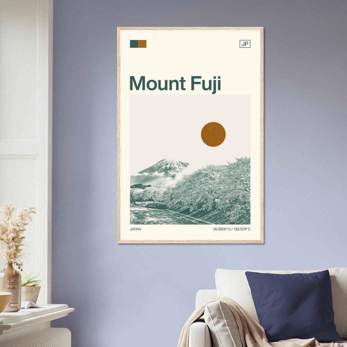Mount Fuji Japan Cherry Blossom Snow Peak Minimalist Travel Poster - Image 2