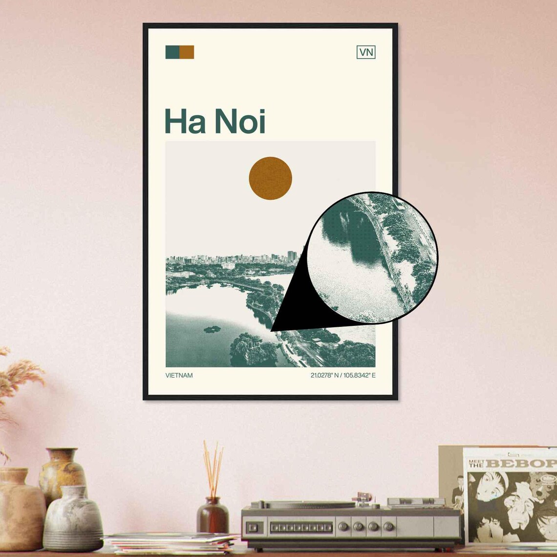 Hanoi Vietnam Minimalist Monochrome Travel Poster - Image 4