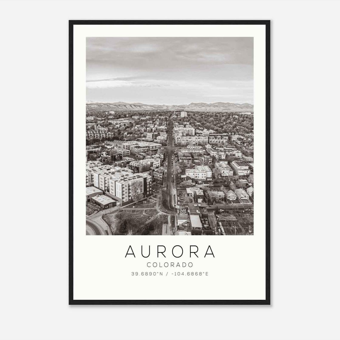 Aurora Colorado Aerial Cityscape Mountain Skyline Photo Poster