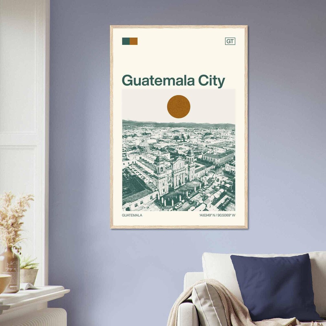 Guatemala City Guatemala Cathedral Sun Minimalist Travel Art Poster - Image 2