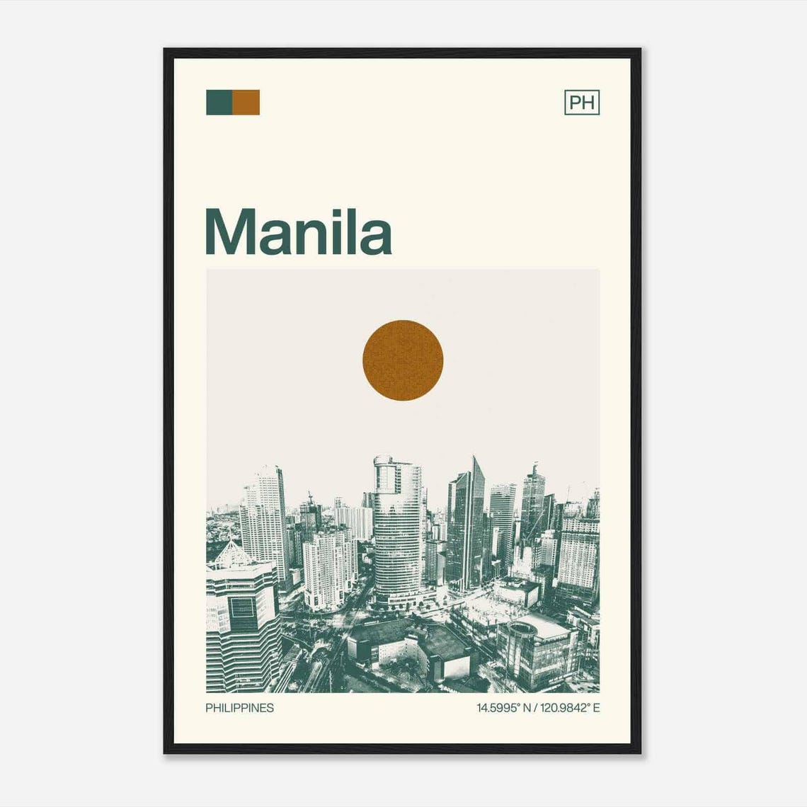 Manila Philippines Modern Minimalist Skyscraper Skyline Art Poster