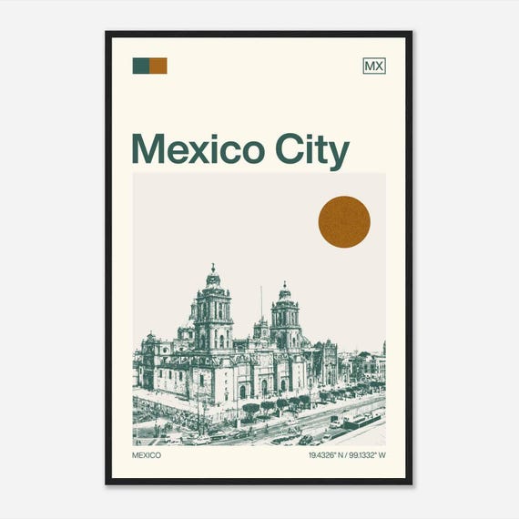 Mexico City Mexico Minimalist Monochrome Travel Photo Poster