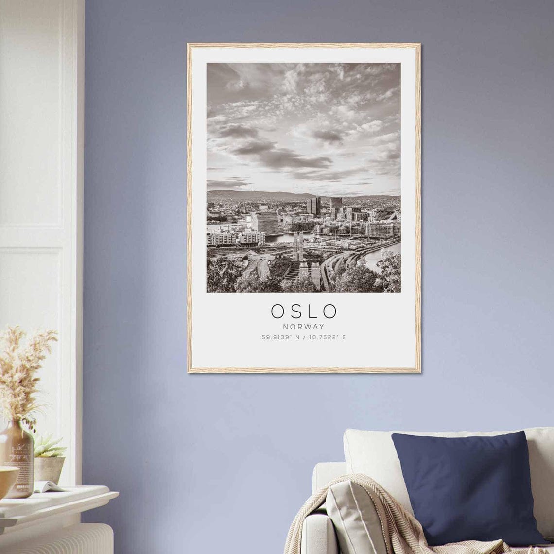 Oslo Norway Harbor Skyline Panorama Black White Photo Poster - Image 2