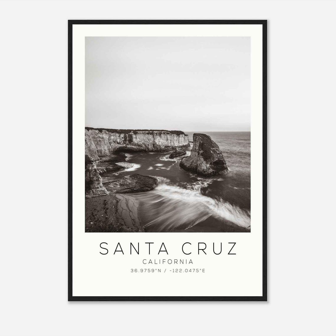 Santa Cruz California Photo Travel Poster Santa Cruz Travel Print Minimalist Travel Print Ds4