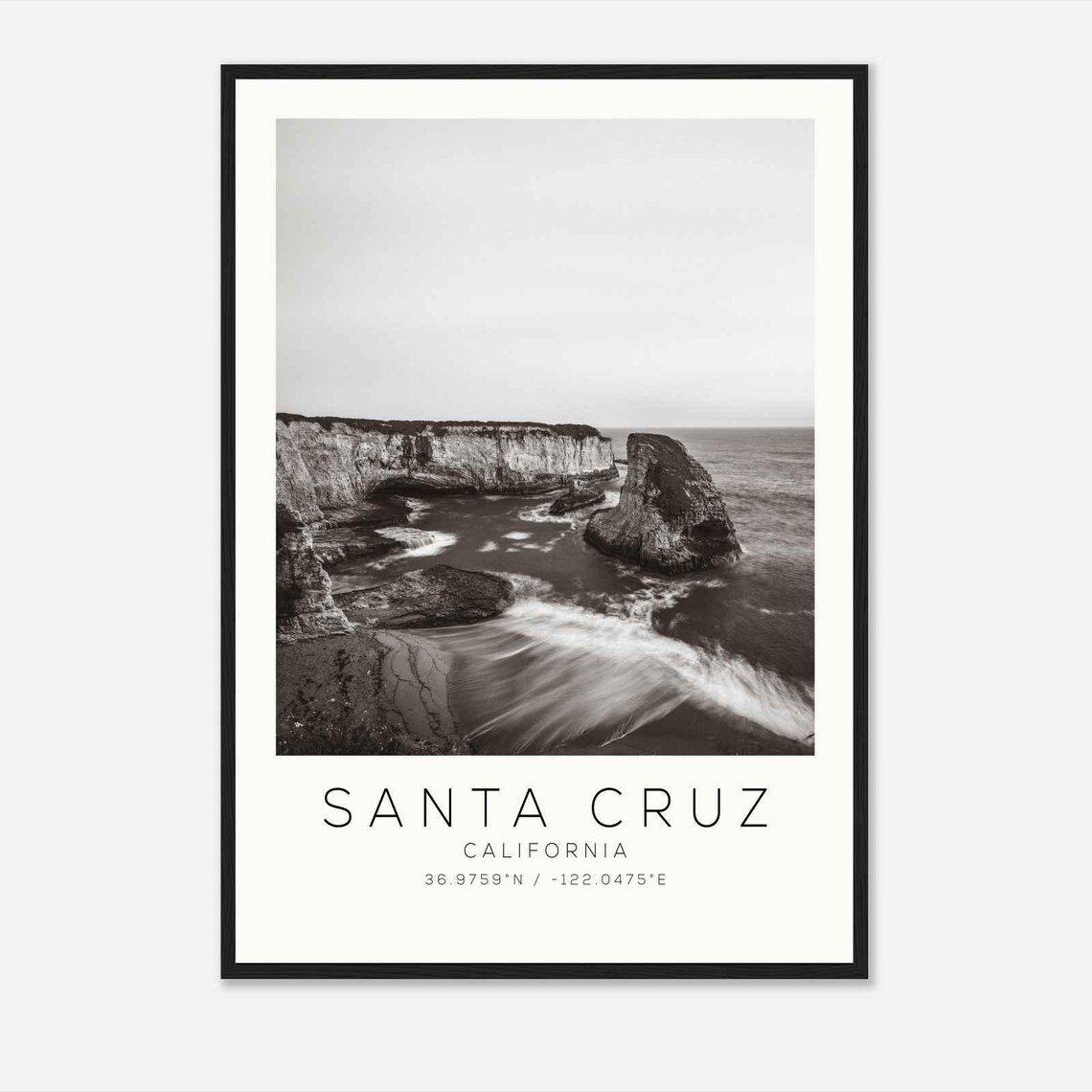 Santa Cruz California Sea Cliffs Ocean View Minimalist Photo Poster