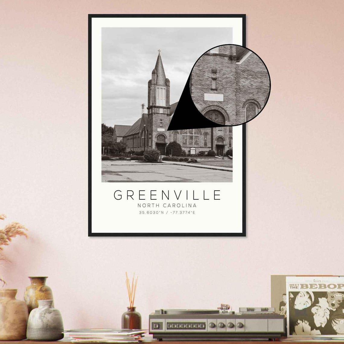 Greenville North Carolina Photo Travel Poster Greenville Travel Print Minimalist Travel Print - Image 4