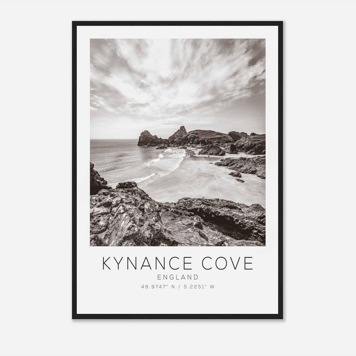 Kynance Cove England Travel Photo Poster Bw Kynance Cove Travel Print Minimalist Travel Poster Print