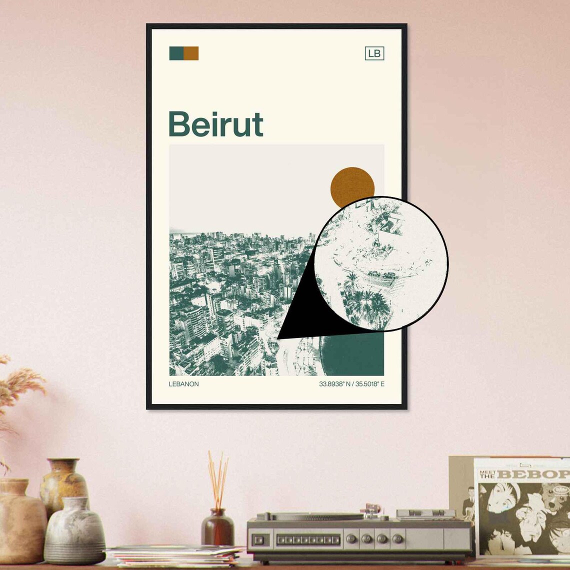Beirut Lebanon Coastal City Skyline Vintage Style Travel Poster - Image 4