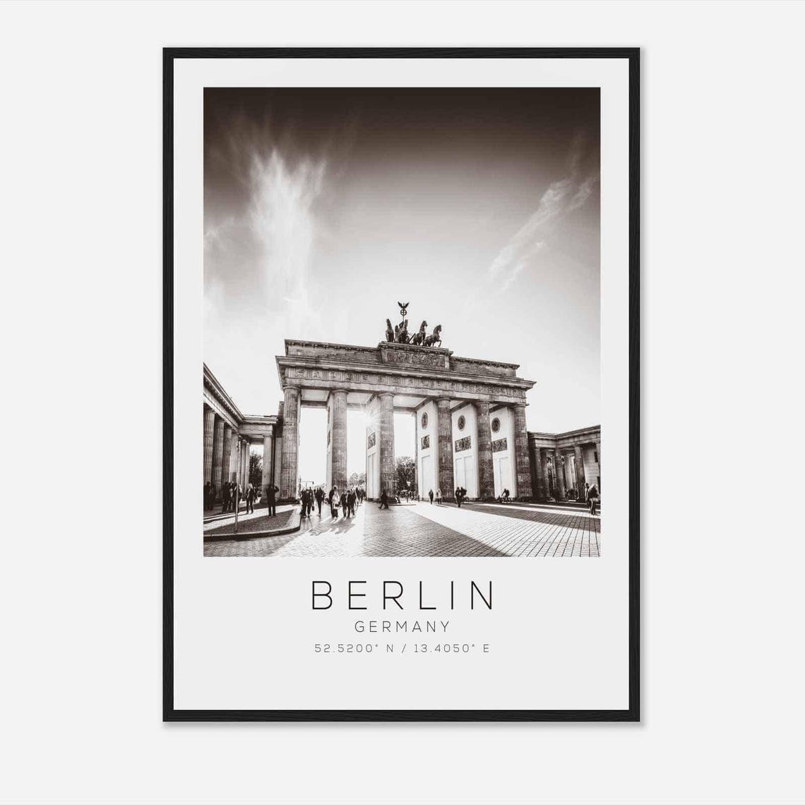 Berlin Germany Brandenburg Gate Black White Landmark Photo Poster