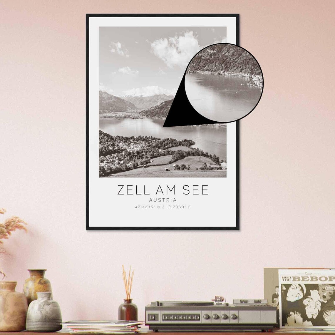 Zell am See Austria Lake Mountains Panorama Black White Poster - Image 4
