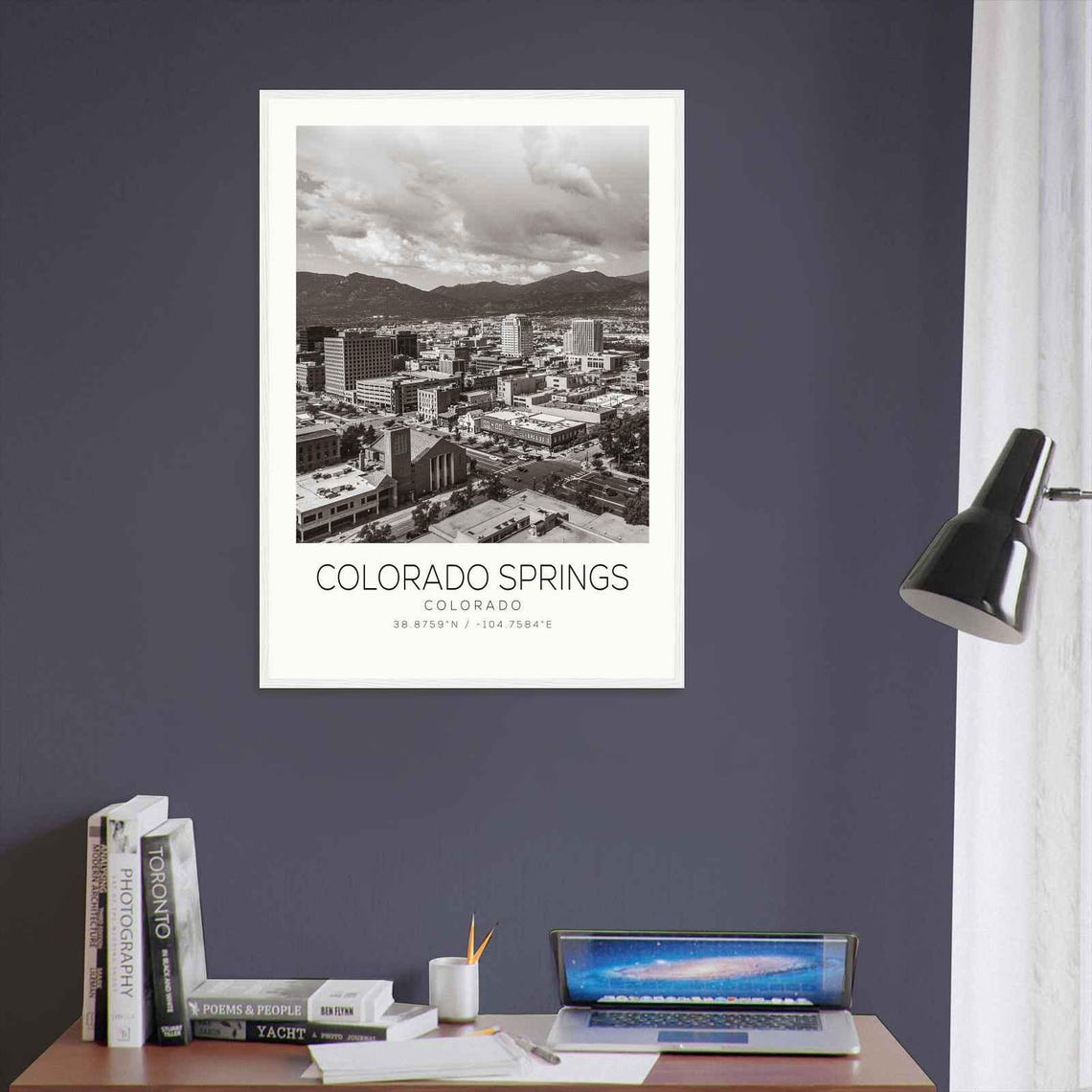 Colorado Springs Colorado Downtown Aerial Mountain Skyline Poster - Image 3