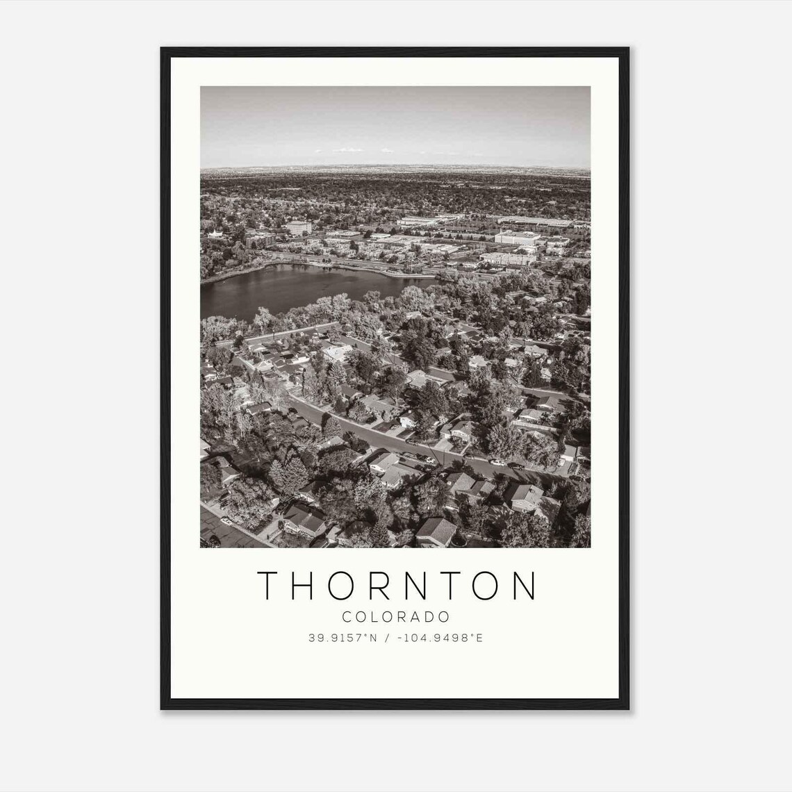 Thornton Colorado Aerial Lake Neighborhoods Minimalist Photo Poster