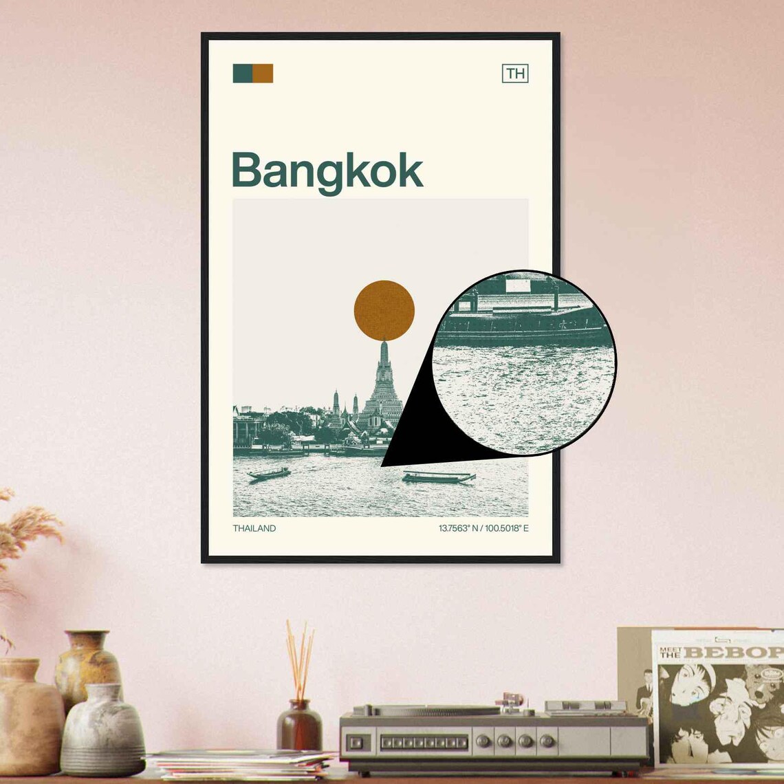 Bangkok Thailand Minimalist Monochrome Travel Poster - Image 4