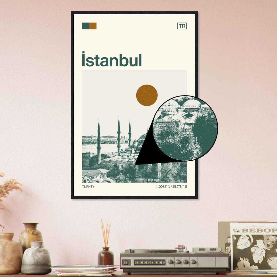Istanbul Blue Mosque Turkey Sun Minimalist Skyline Travel Poster - Image 4