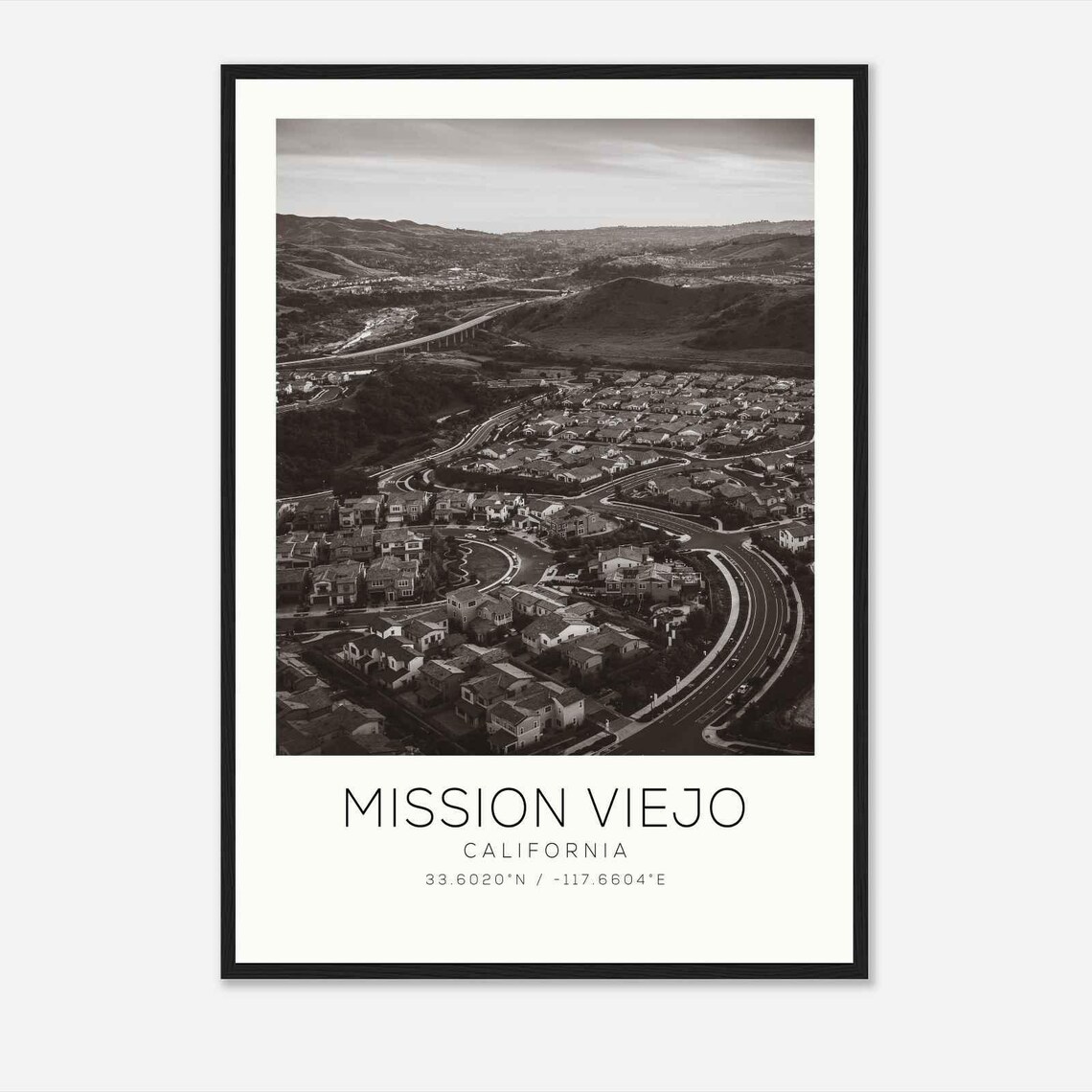 Mission Viejo California Hills Suburb Aerial Minimalist Travel Poster
