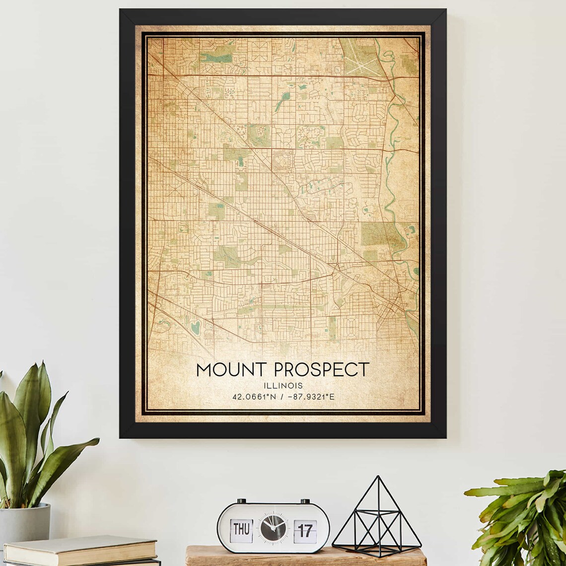 Vintage Mount Prospect Illinois Map Art Print