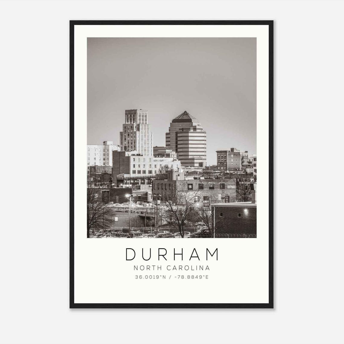 Durham North Carolina Downtown Skyline Evening Glow Photo Poster