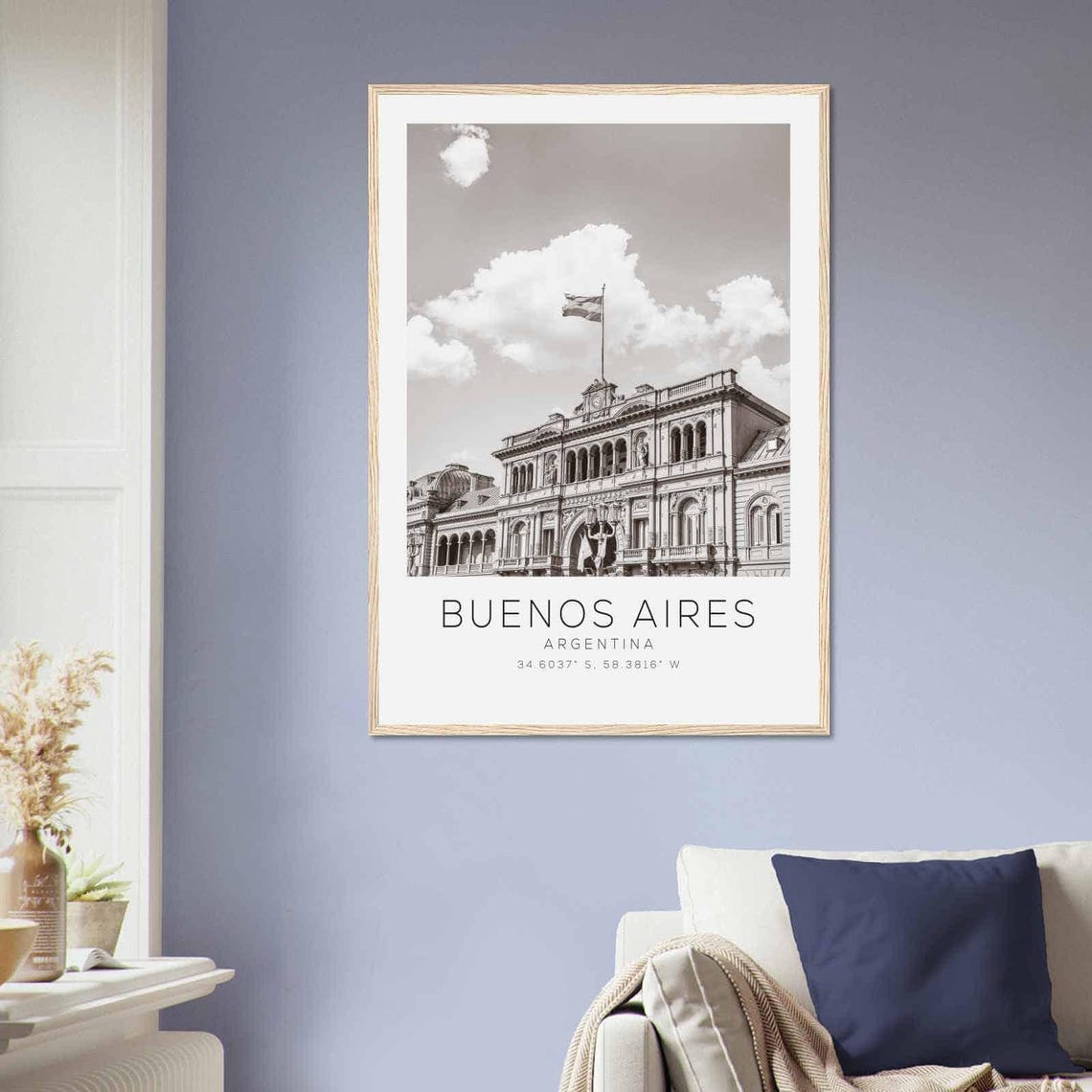 Buenos Aires Argentina Casa Rosada Palace Flag Black White Poster - Image 2