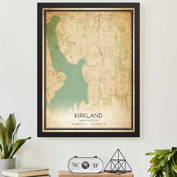 Kirkland Washington Vintage City Map Coordinates Wall Poster