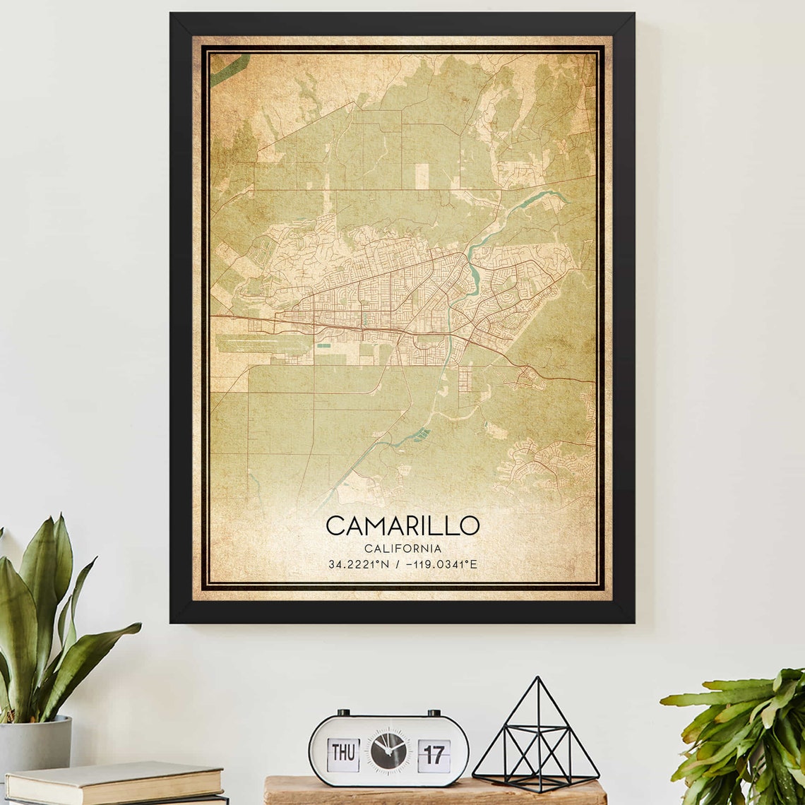 Camarillo California Vintage City Map Street Coastal Town Wall Art
