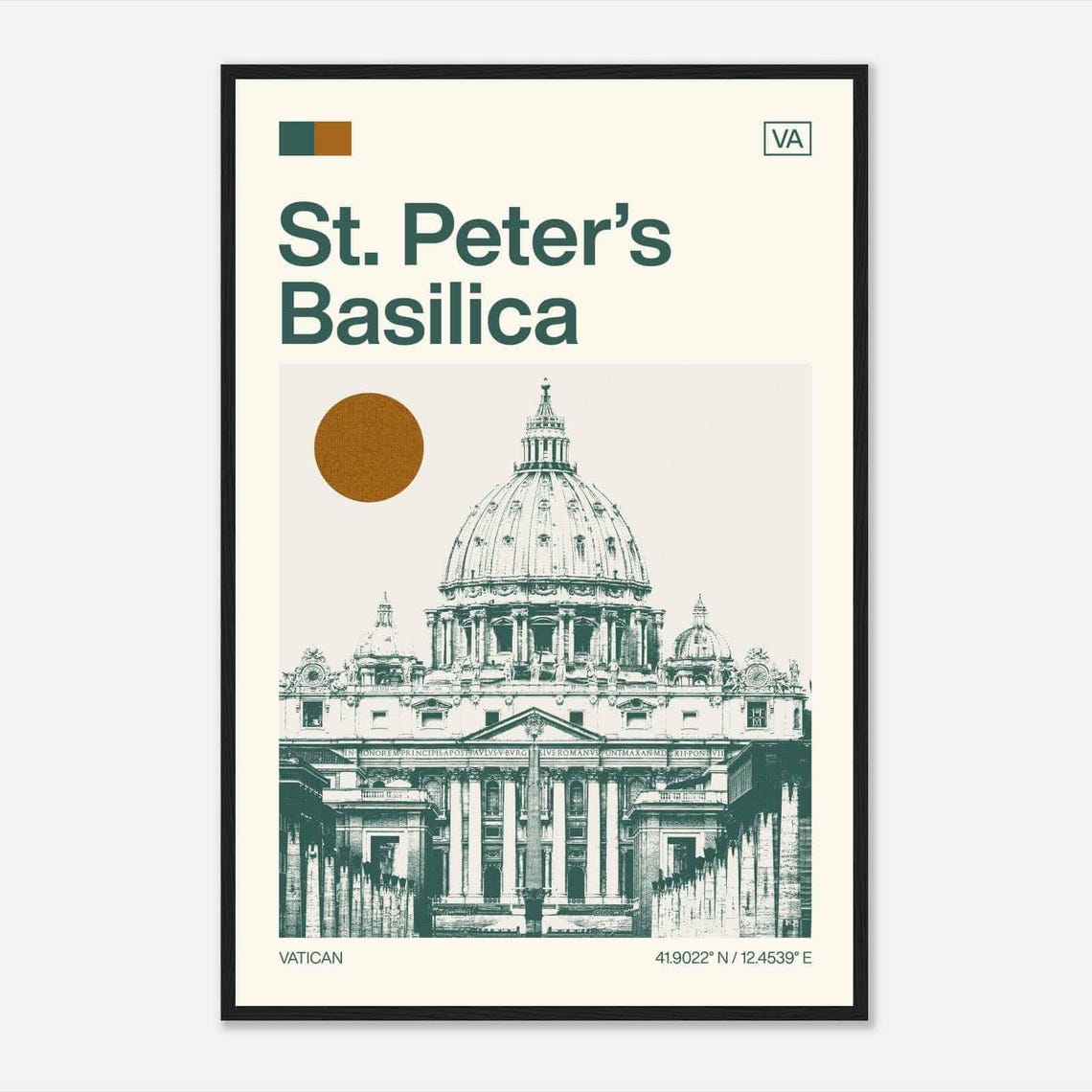 St. Peter's Basilica Vatican Dome Facade Vintage Travel Poster