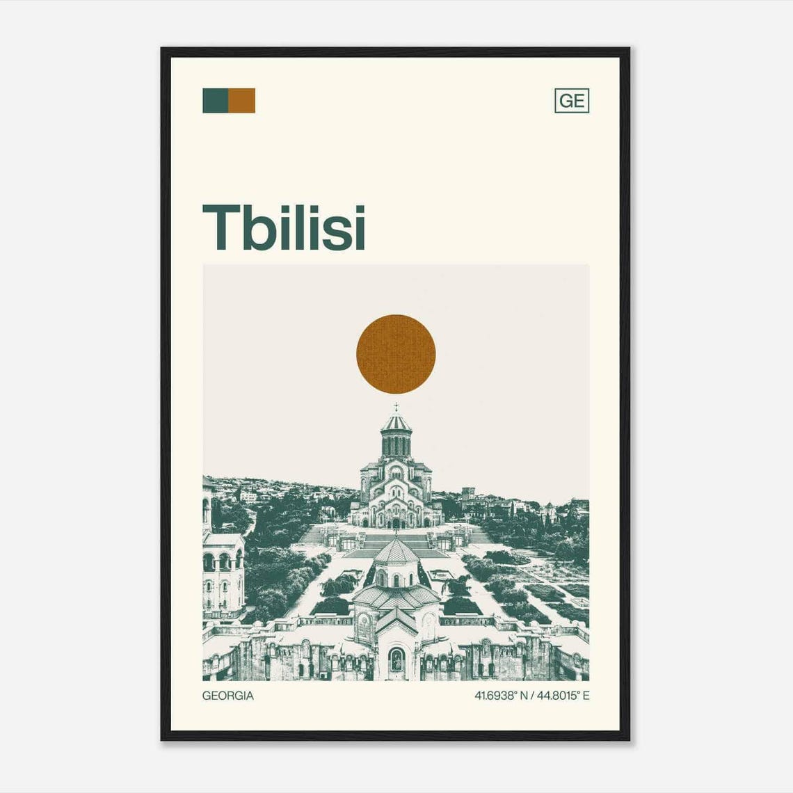 Tbilisi Georgia Holy Trinity Cathedral Vintage Travel Poster
