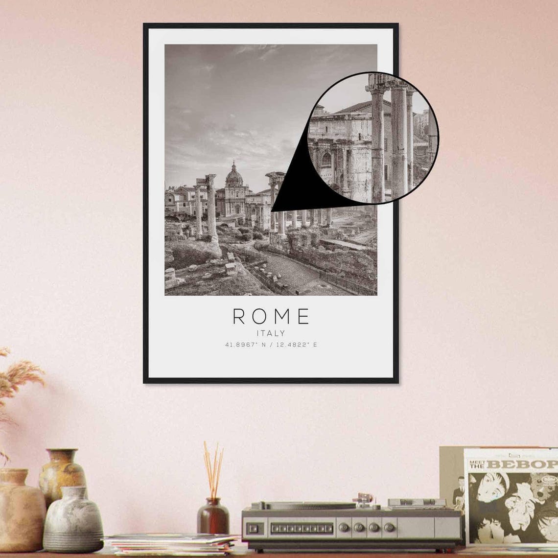 Rome Italy Roman Forum Ancient Ruins Black and White Travel Poster - Image 4