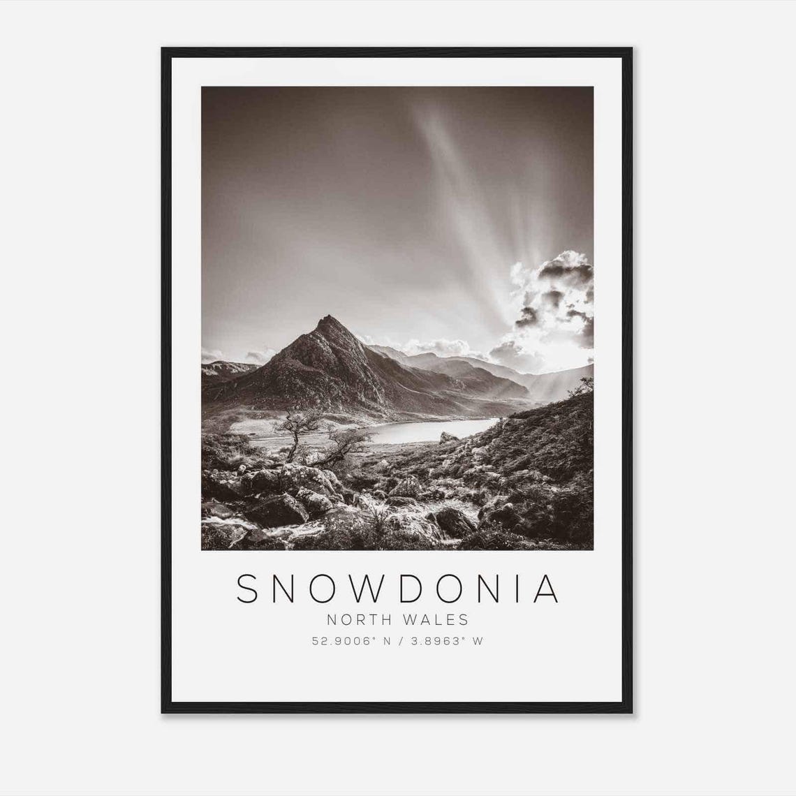 Snowdonia North Wales Travel Photo Poster Bw Snowdonia Travel Print Minimalist Travel Poster Print