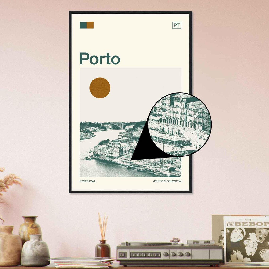 Porto Portugal Ribeira Riverfront Old Town Minimalist Travel Poster - Image 4