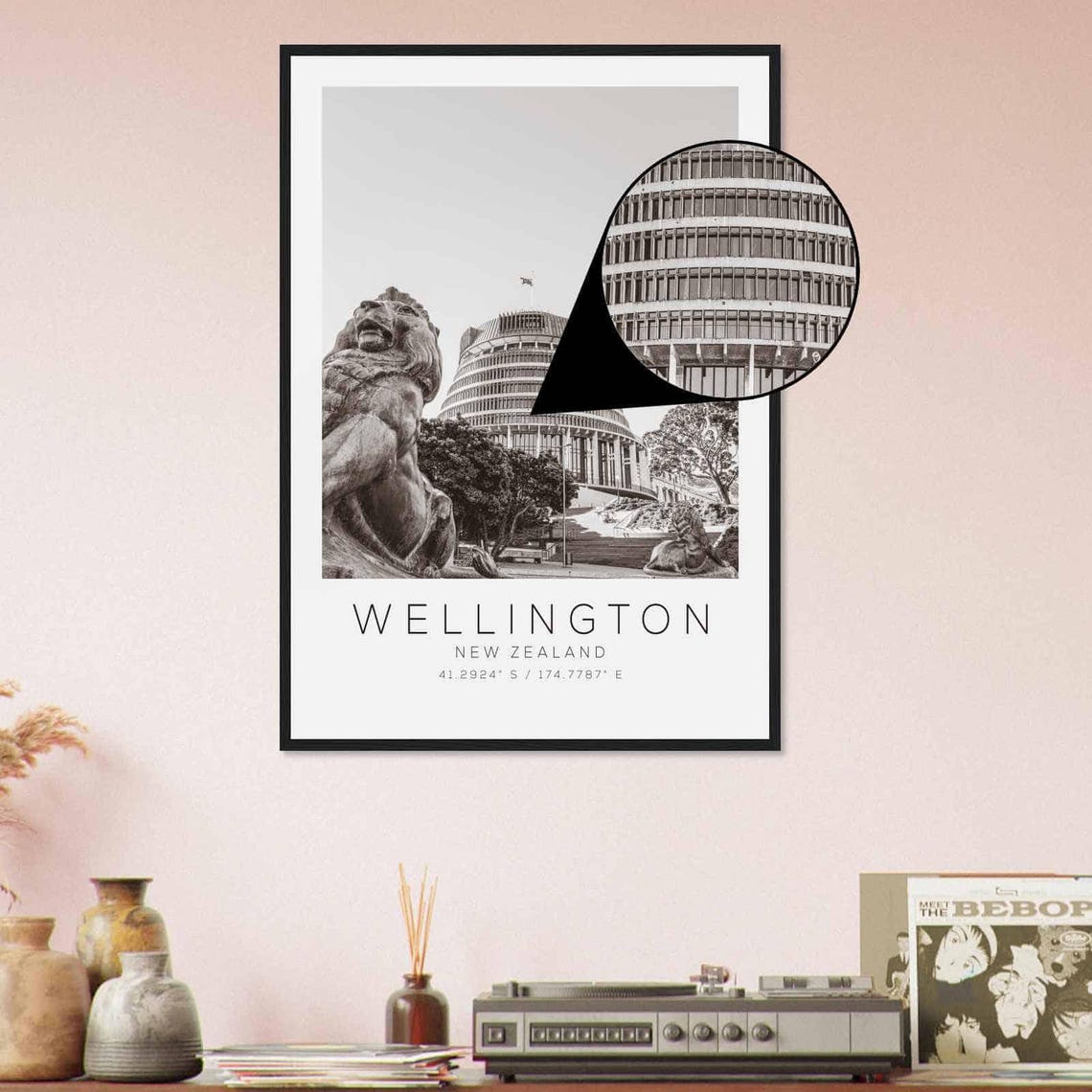 Wellington New Zealand Travel Photo Poster Bw Wellington Travel Print Minimalist Travel Poster Print - Image 4