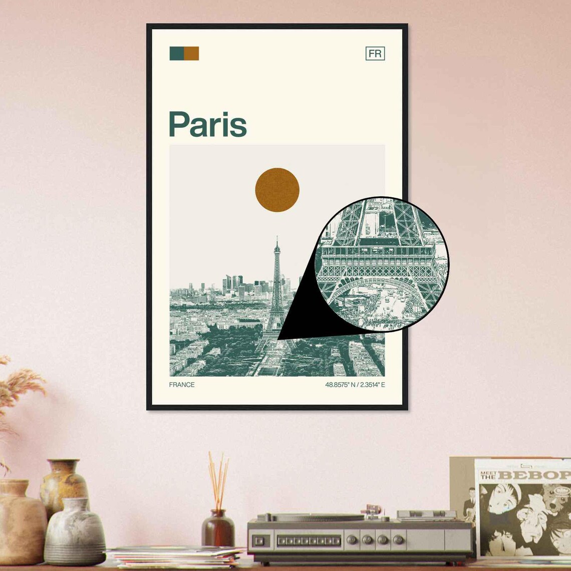 Paris France Minimalist Monochrome Travel Poster - Image 4