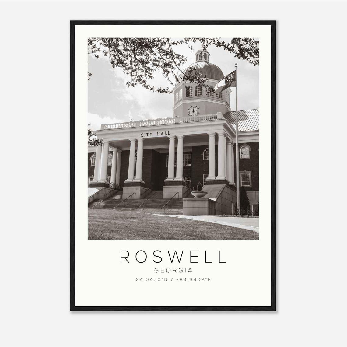 Roswell Georgia Historic City Hall Colonnade Clock Tower Poster