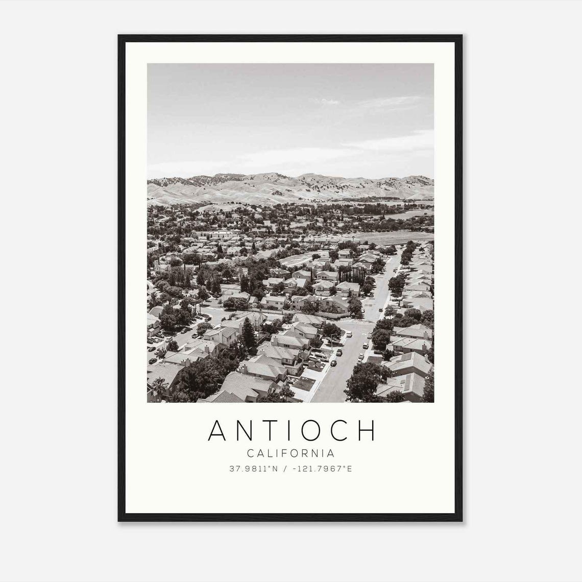 Antioch California Aerial Suburban Neighborhood Hill View Poster