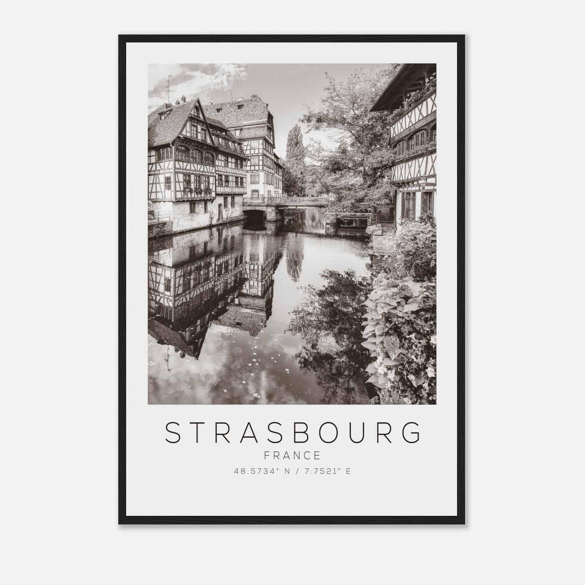 Strasbourg France Travel Photo Poster Bw Strasbourg Travel Print Minimalist Travel Poster Print