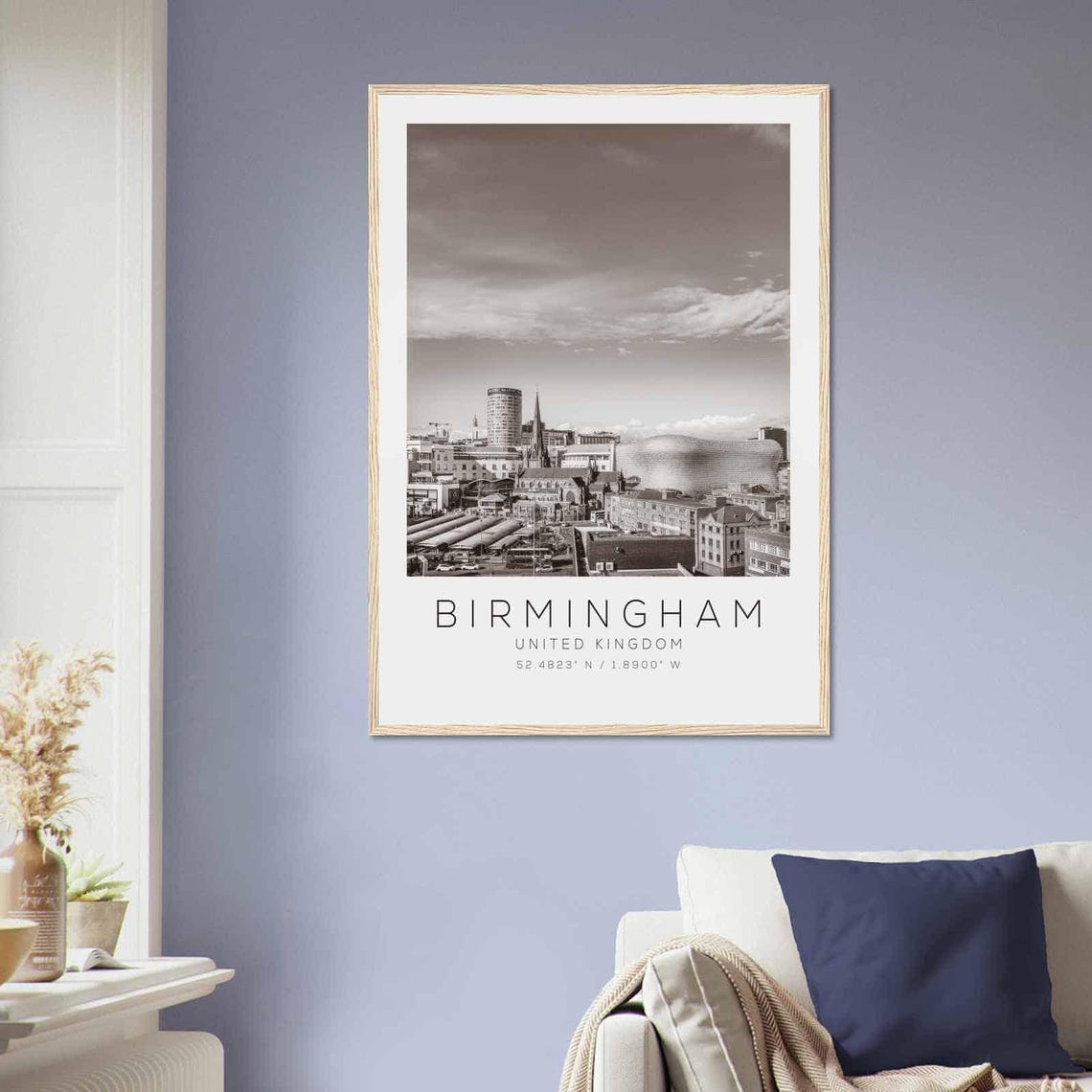 Birmingham England Skyline Black White Minimalist Photo Poster - Image 2