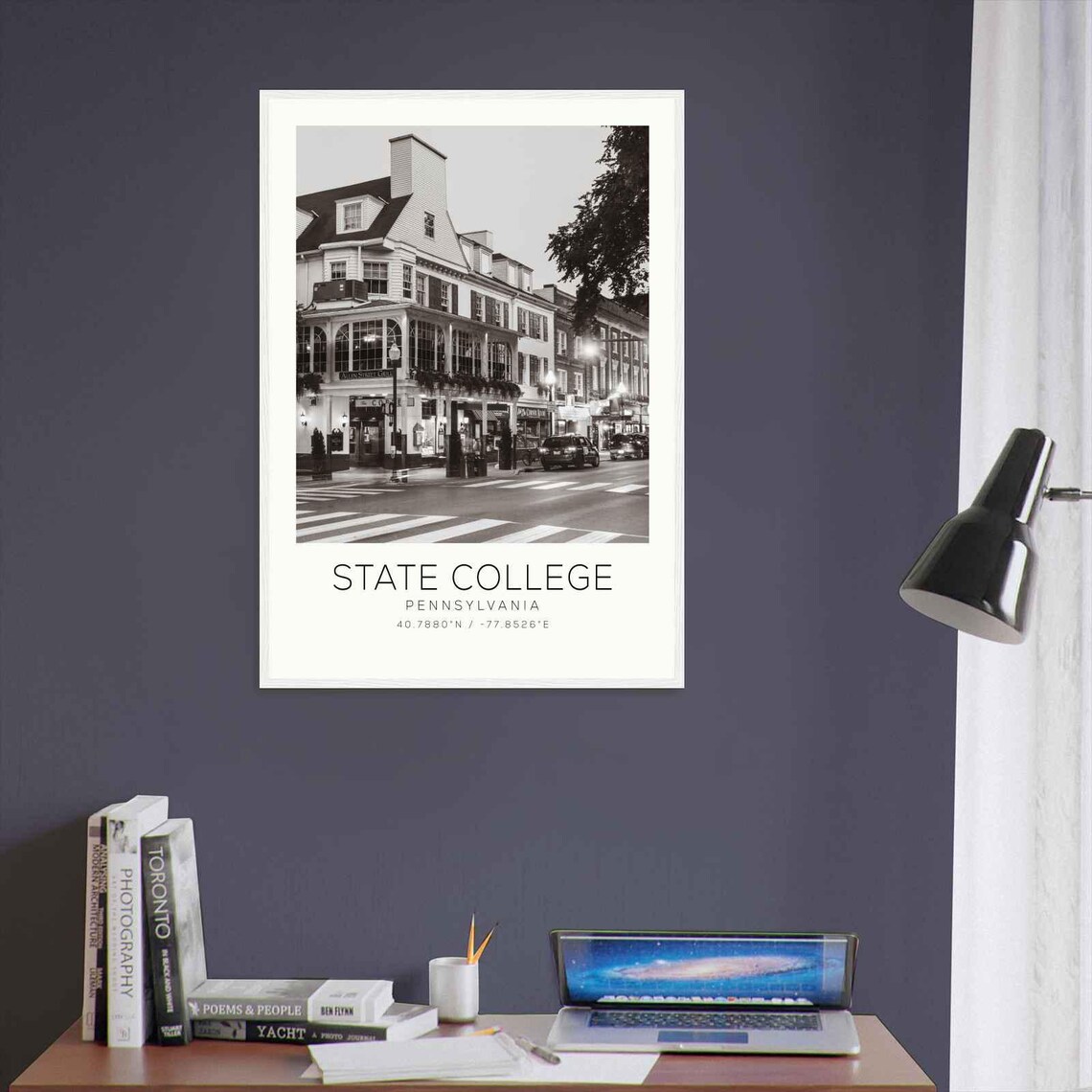 State College Pennsylvania Downtown Night Street Photo Travel Poster - Image 3