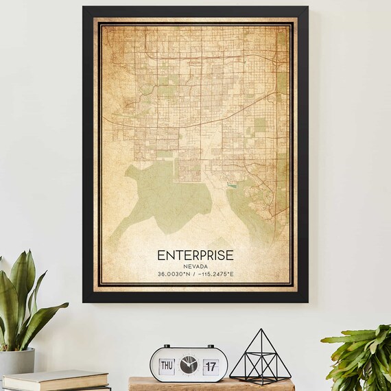Enterprise Nevada Vintage City Map Antique Style Wall Decor Print
