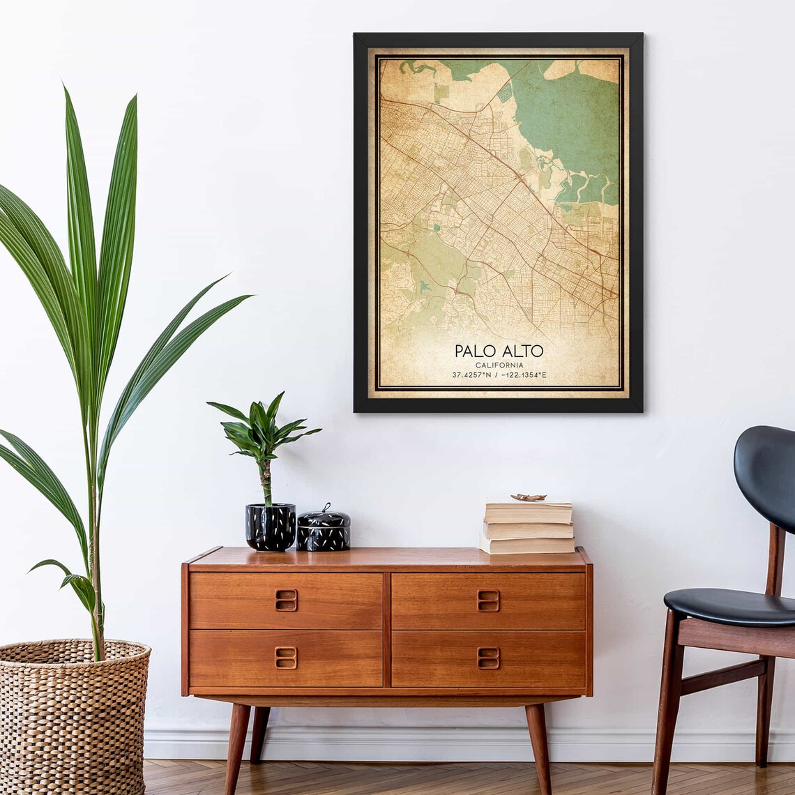 Palo Alto California Vintage City Street Map Home Decor Poster - Image 2