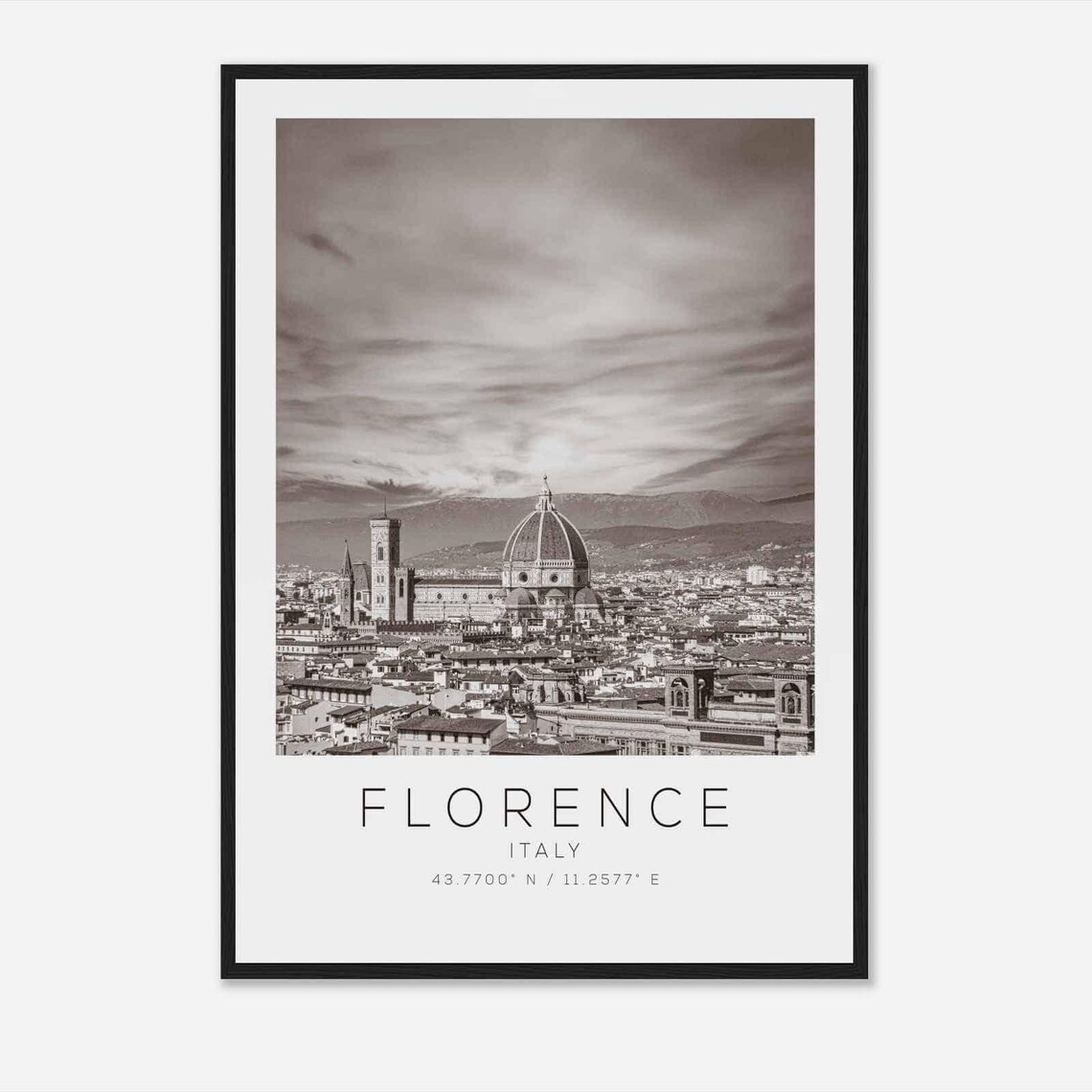 Florence Italy Duomo Cathedral Black and White Travel Poster