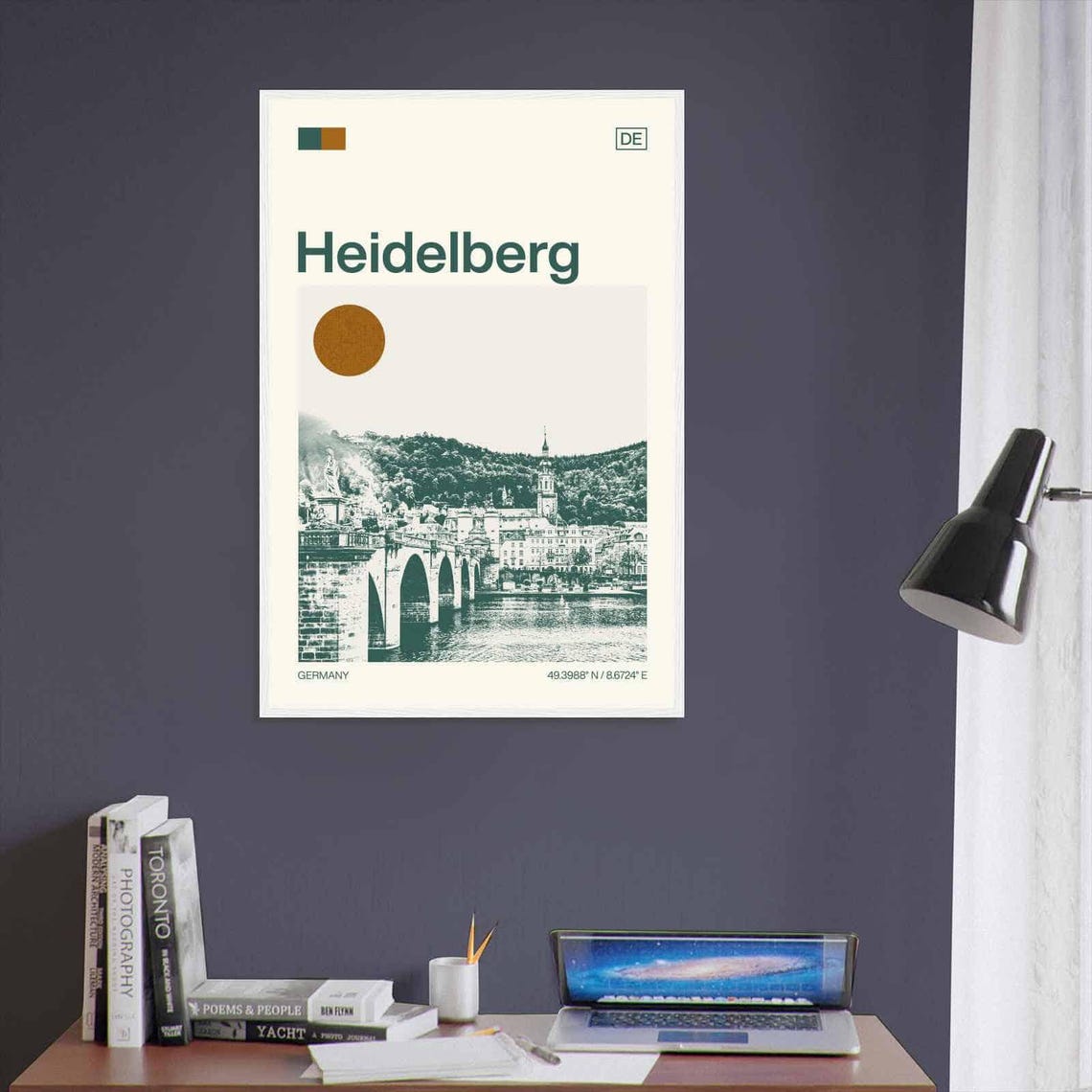 Heidelberg Germany Old Bridge River Sun Minimalist Travel Art Poster - Image 3