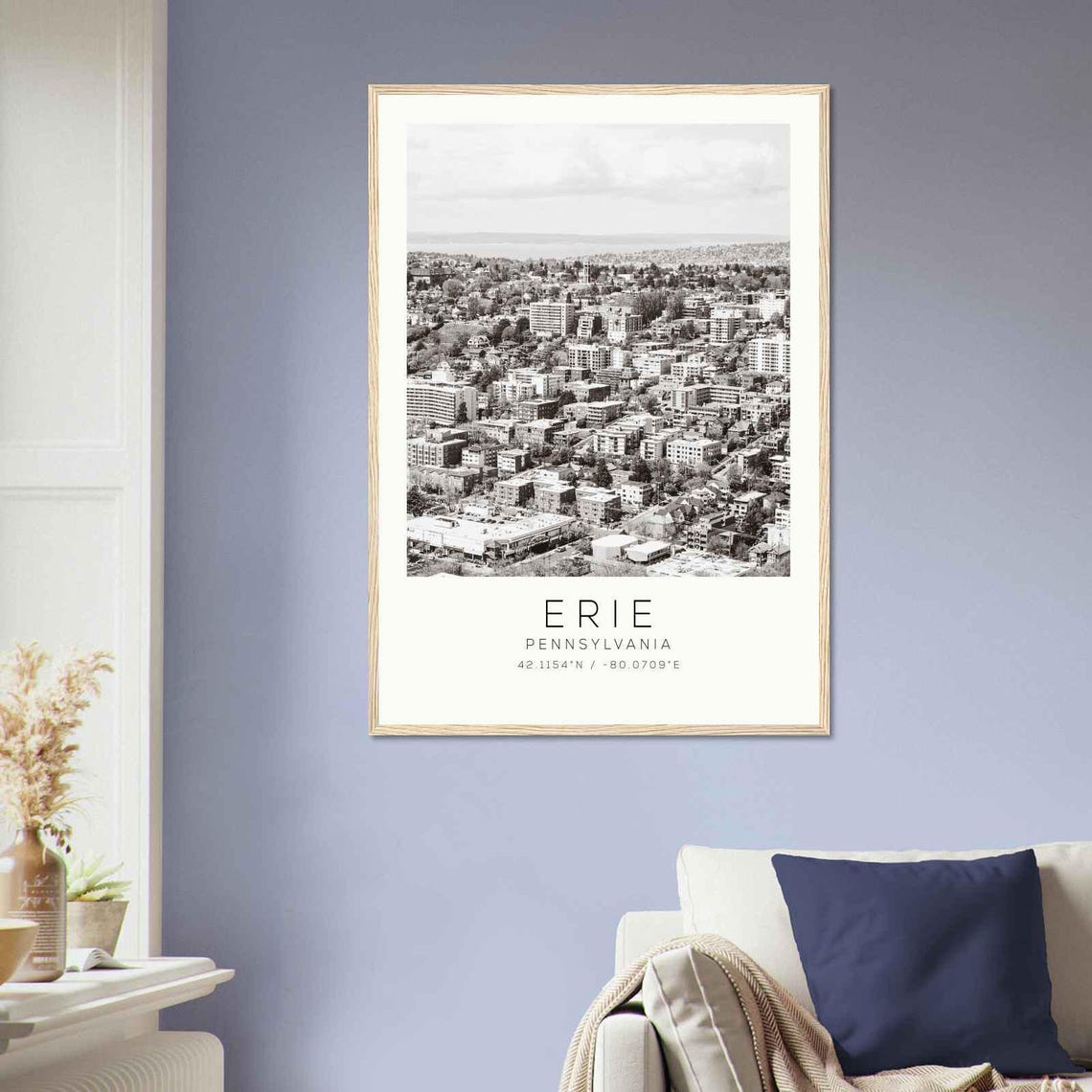 Erie Pennsylvania Downtown Aerial Lake Erie Horizon Photo Poster - Image 2