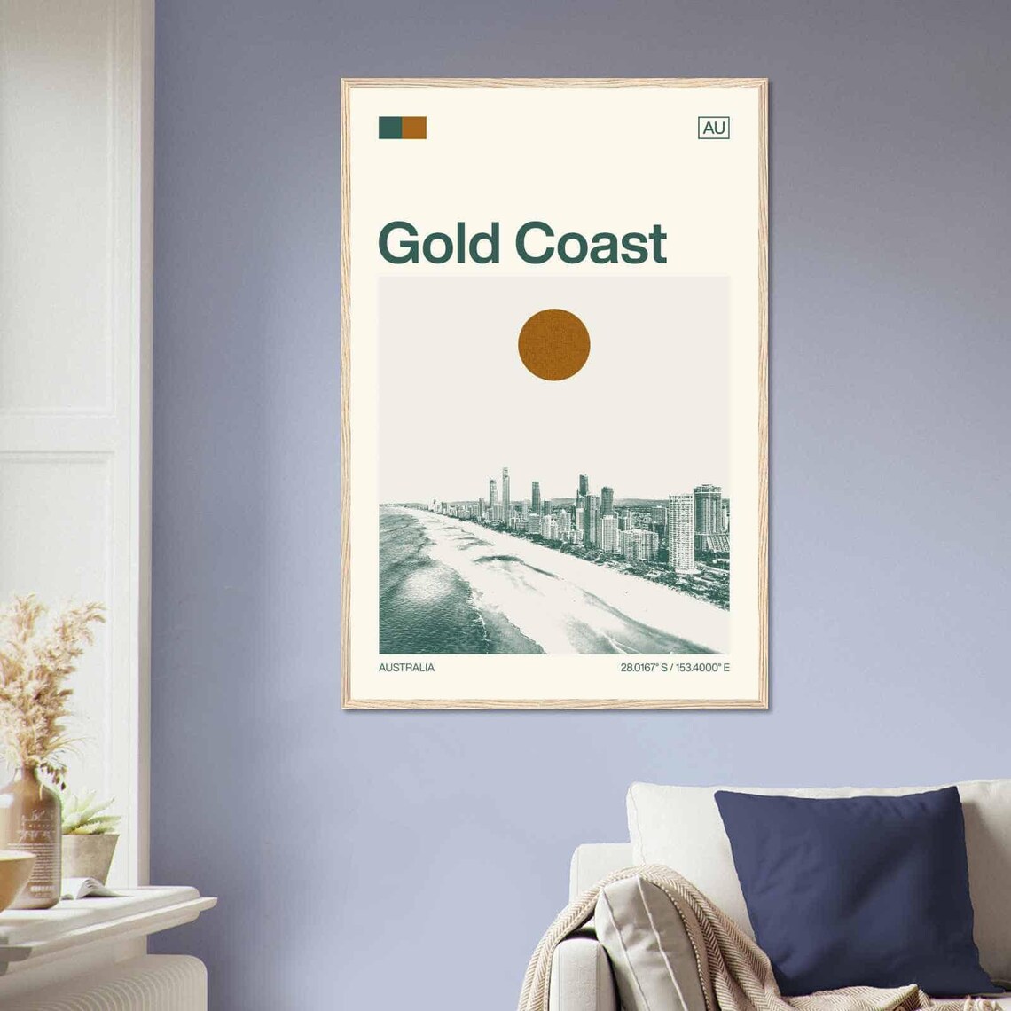Gold Coast Australia Surf Beach Skyline Minimalist Travel Poster - Image 2