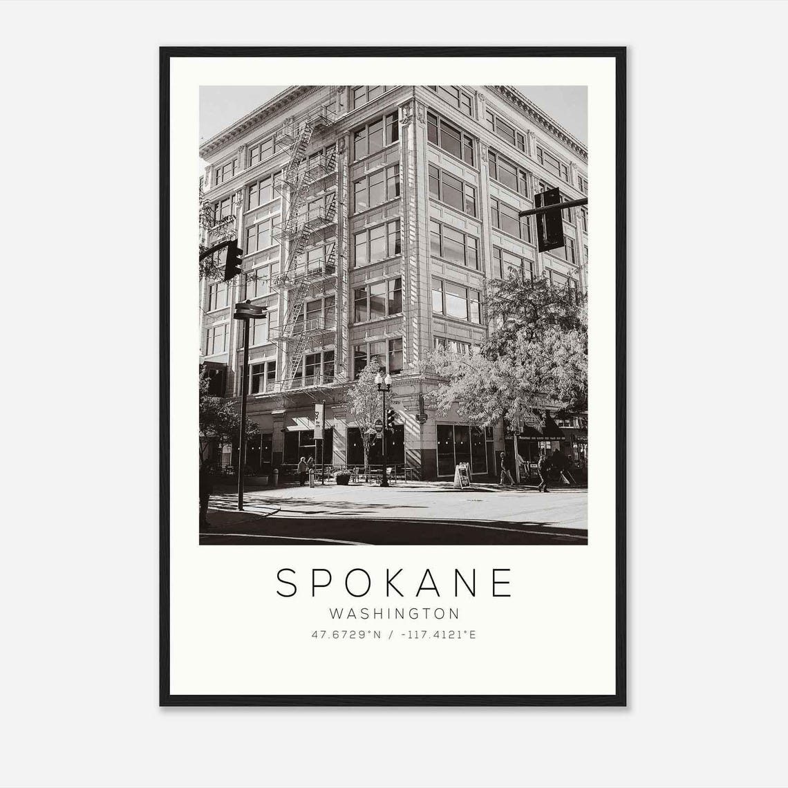 Spokane Washington Aerial Cityscape With Church Towers Poster