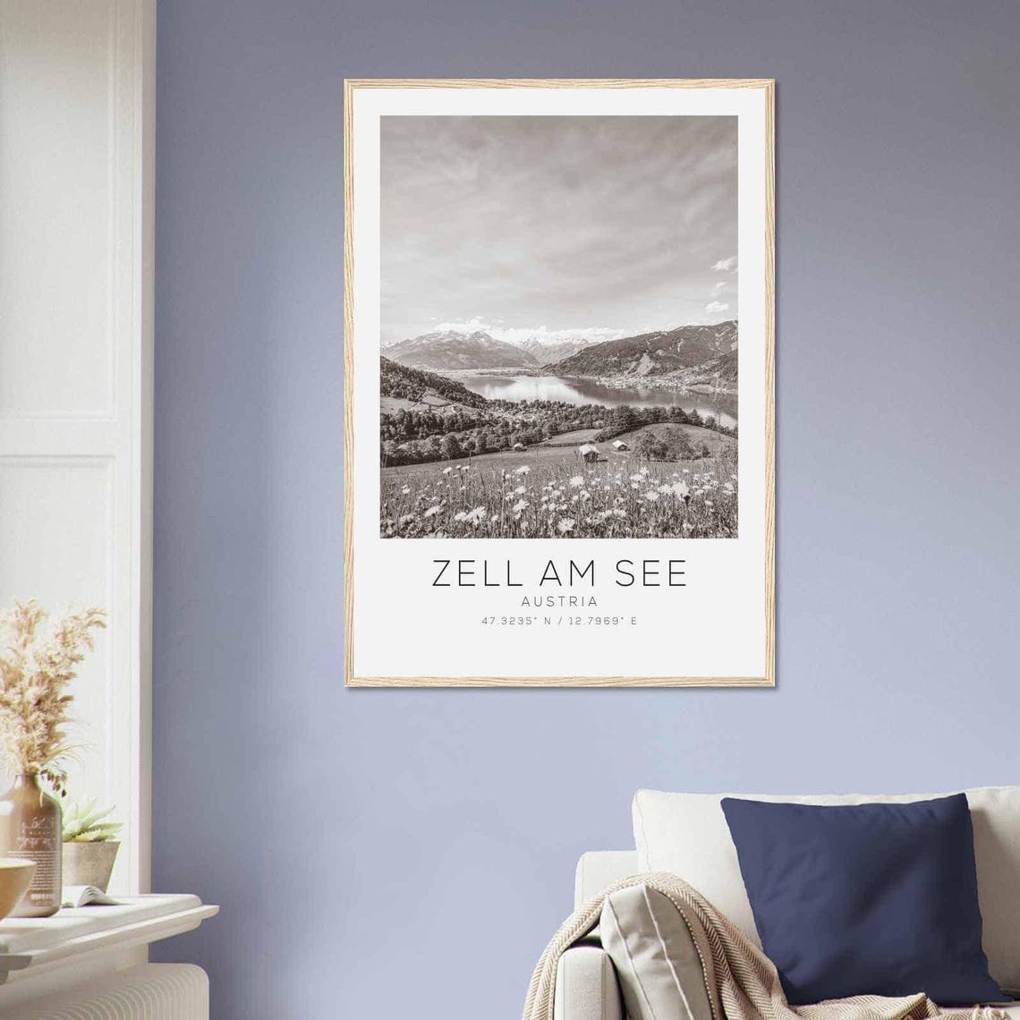 Zell am See Austria Alpine Meadow Wildflowers Black White Poster - Image 2