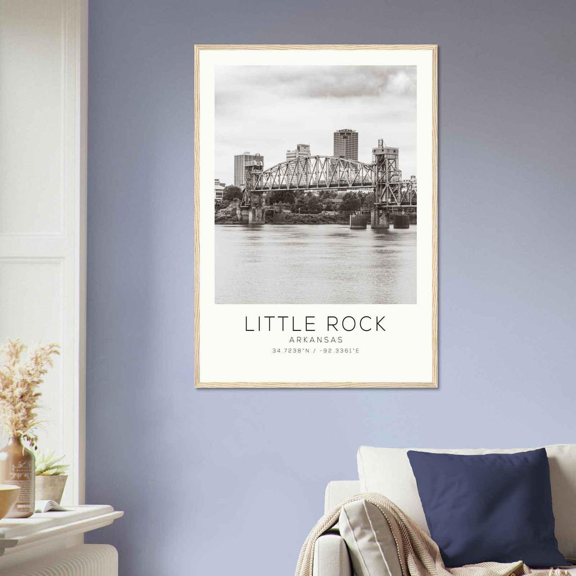 Little Rock Arkansas Steel Truss River Bridge Skyline Photo Poster - Image 2