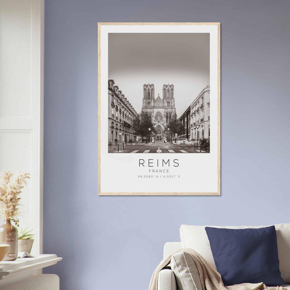 Reims France Travel Photo Poster Bw Reims Travel Print Minimalist Travel Poster Print - Image 2
