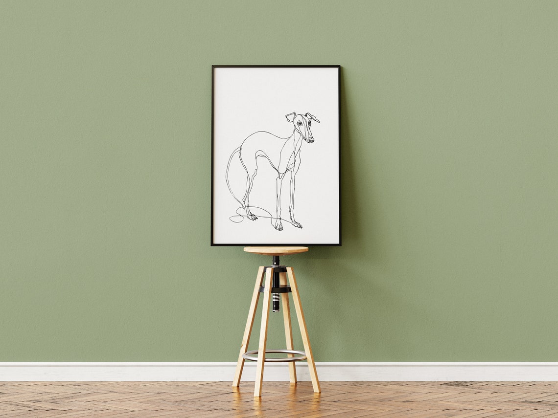 Whippet Standing Sleek Full Body Minimal Line Drawing Dog Art Poster - Image 2