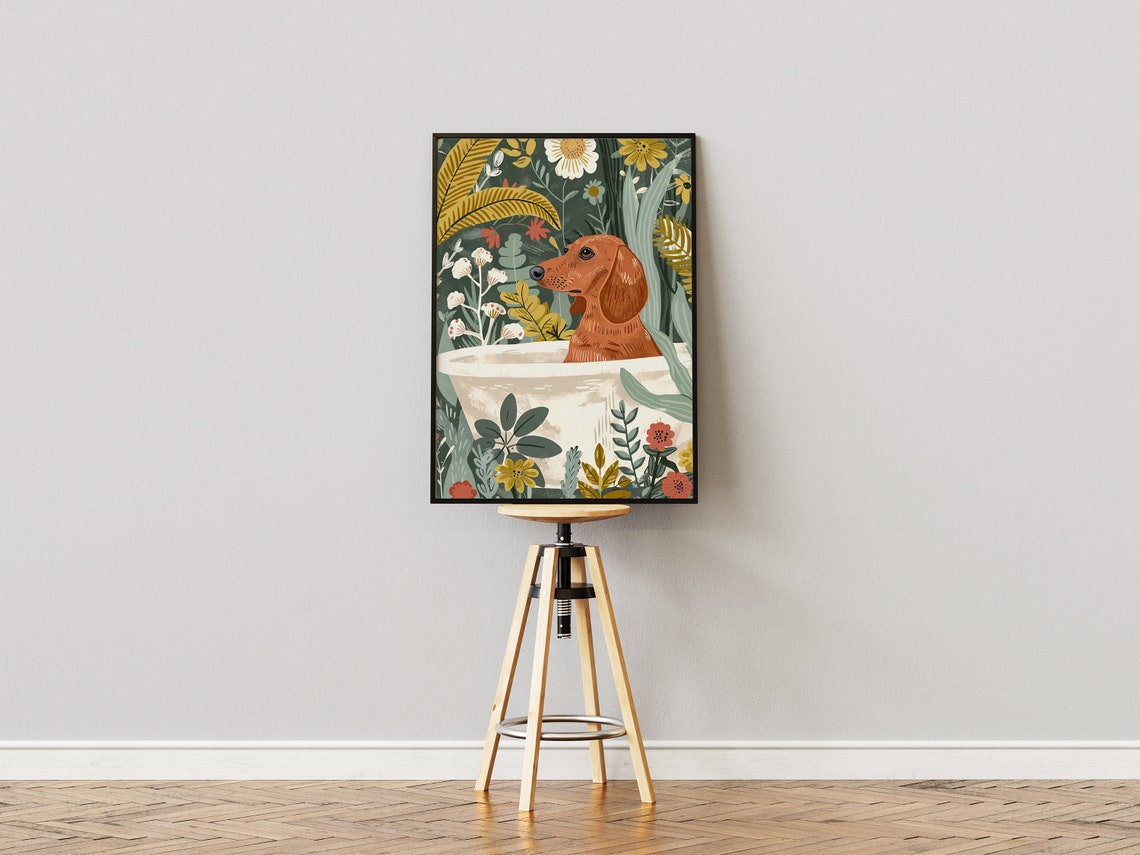 Dachshund Boho Jungle Bathtub Poster - Image 3