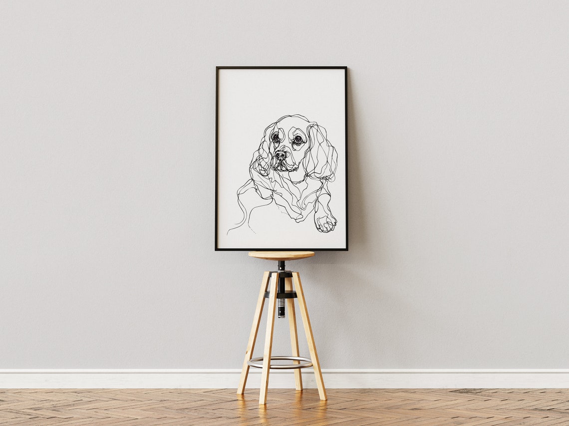 Cavalier King Charles Spaniel Head Delicate Sketch Art Poster - Image 2